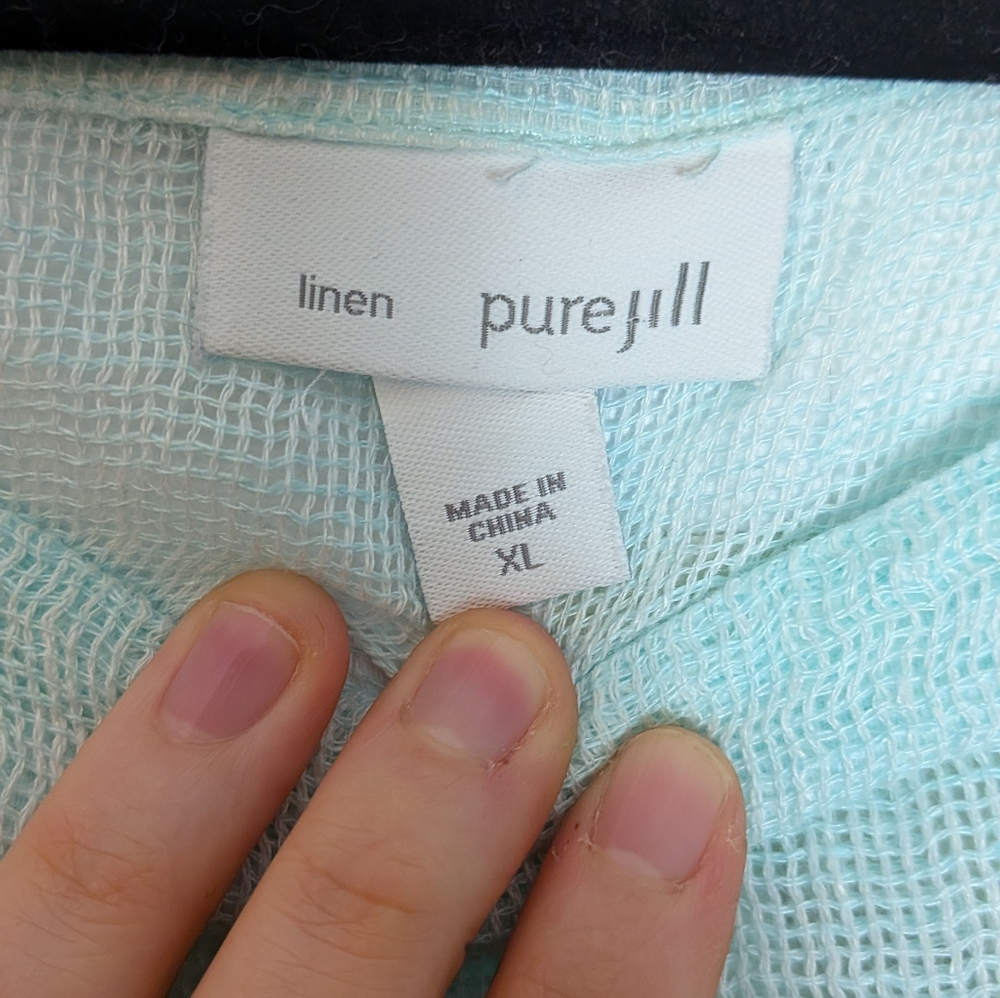 J.Jill Pure Jill 100% Linen Asymmetrical Sheer Tunic Top Size XL Lagenlook - Picture 5 of 5